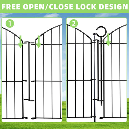 Decorative Garden Fence 24in (H) x10ft (L), 5 Pack No Dig Fence Animal Barrier for Dog with Lock