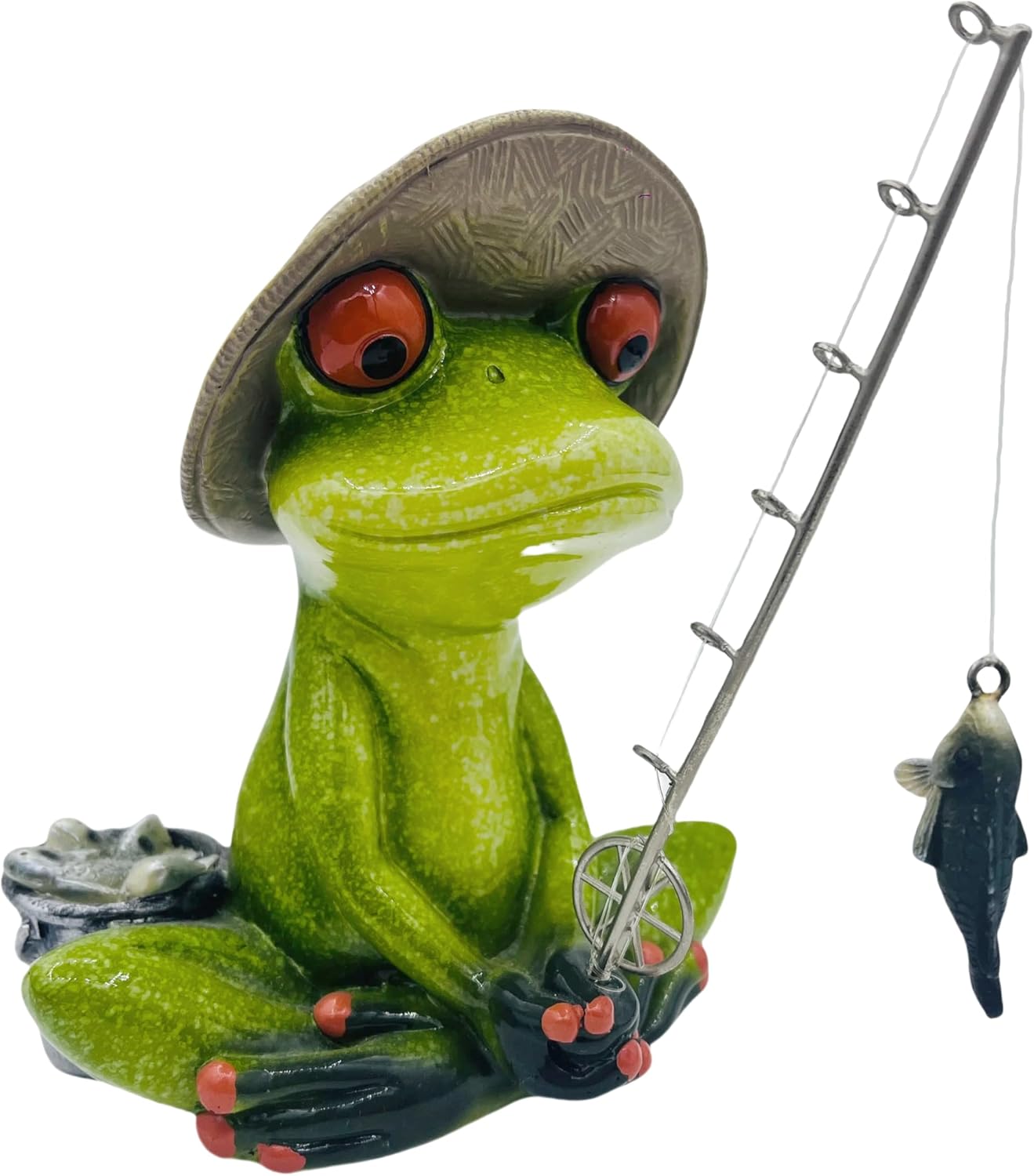 Frog Fishing Decor, Summer Garden Statues, Ocean Beach Decorations, Home Bookshelf Desktop Statues