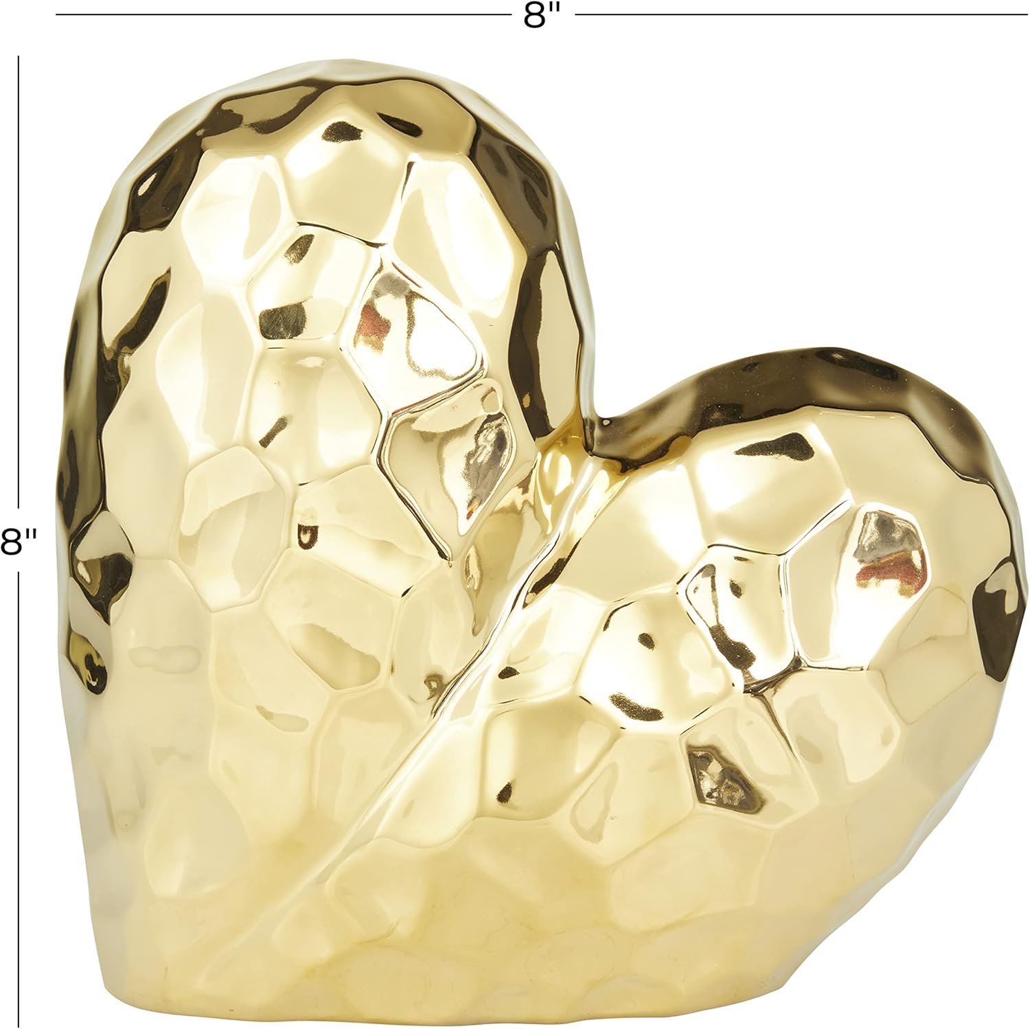 Deco 79 Porcelain Ceramic Heart Decorative Sculpture Dimensional Angled Origami Inspired Home Decor