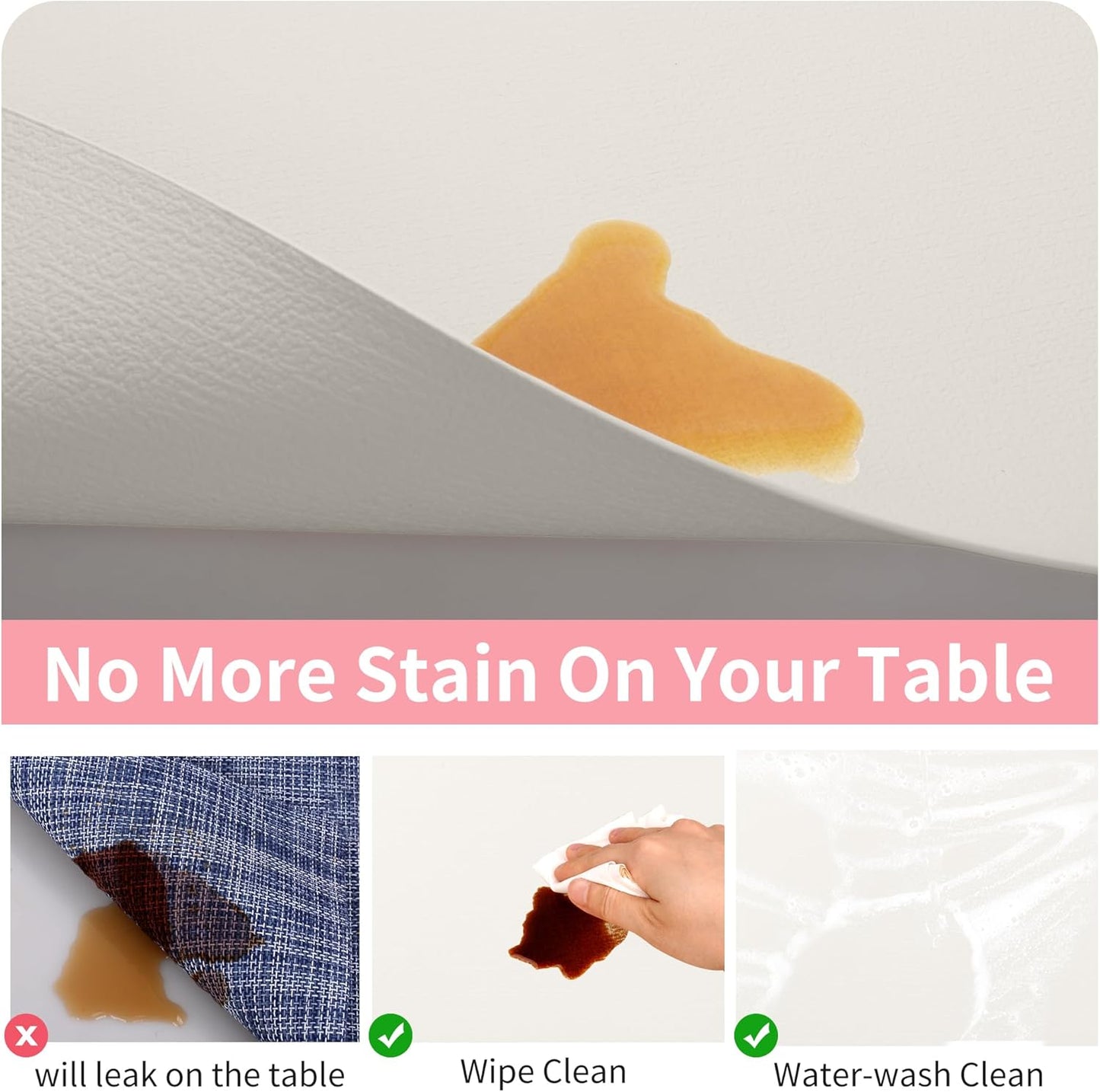 Maxpearl Faux Leather Placemats Set of 6 - Waterproof - Wipe Clean - Heat Resistant - Anti Slip