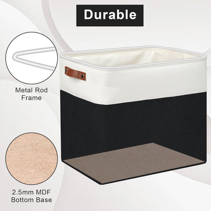 Large Fabric Storage Baskets | 50L Storage Bins, Decorative Linen Closet Baskets with Handles for