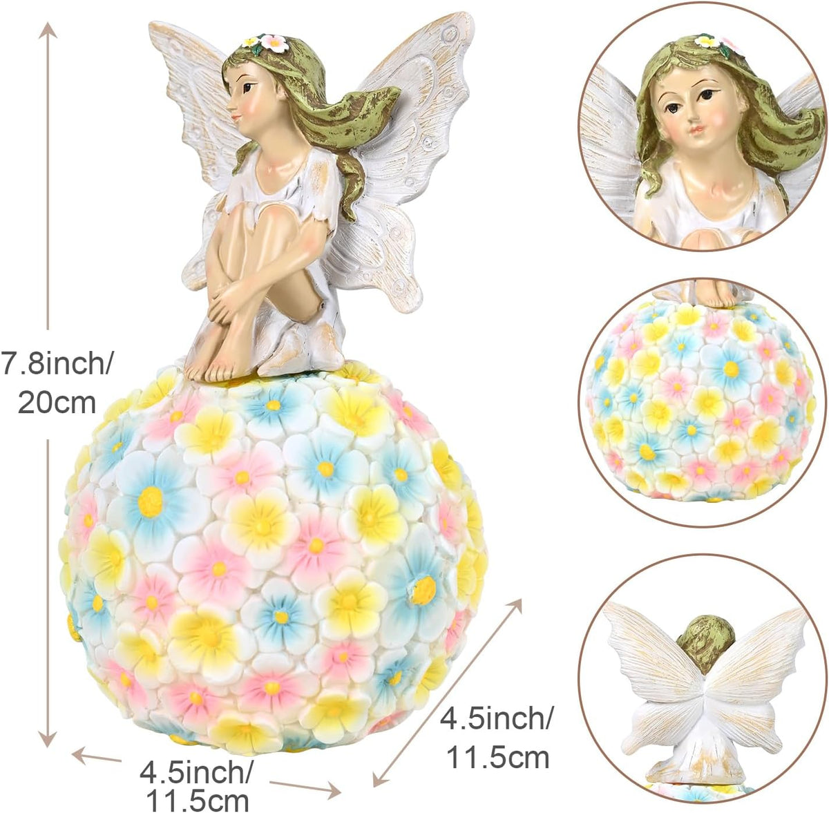 Solar Flower Fairy Garden Decor-Outdoor Fairy Statue-Garden Fairy Figurine Decor for Outside Patio