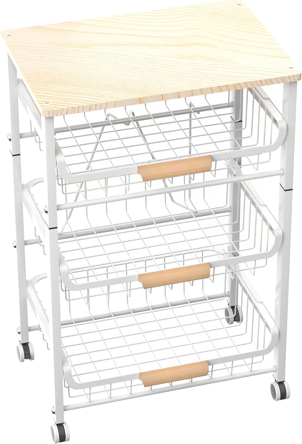4-Layer Fruit Basket Kitchen Food Storage Organizer and Storage Rack, Stackable Storage cart with