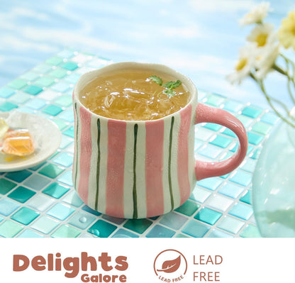 Vibrant Striped Ceramic Coffee Mug - Unique Red Design, 12oz, Microwave & Dishwasher Safe, Perfect