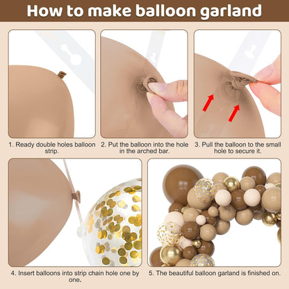 Amandir 153pcs Brown Balloon Garland Arch Kit, Different Sizes 18 12 10 5 inch Brown Nude Latex