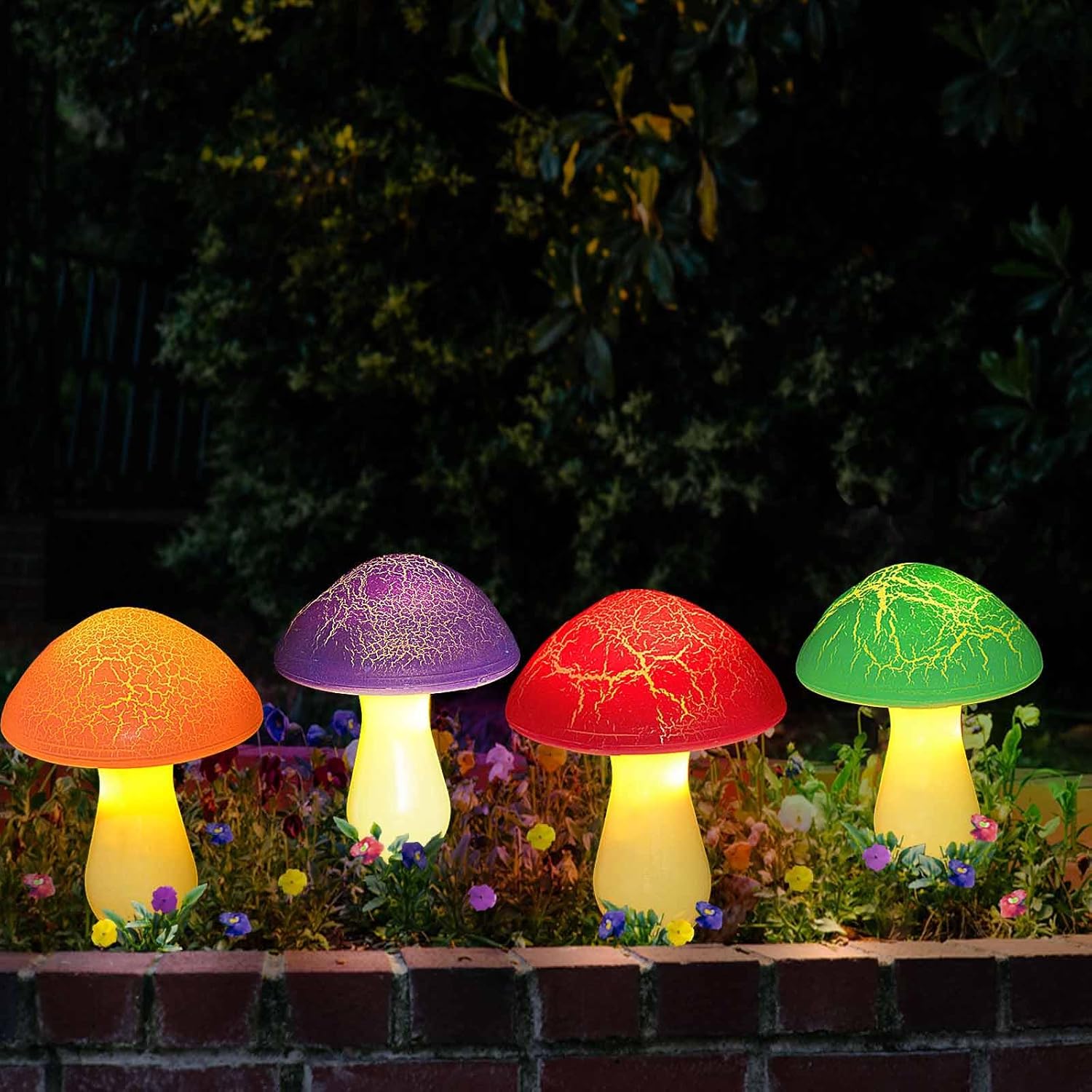 Homeleo 8-Pack Cracked Mushrooms for Garden Decor, Solar Mushroom Lights Outdoor, Super Cute