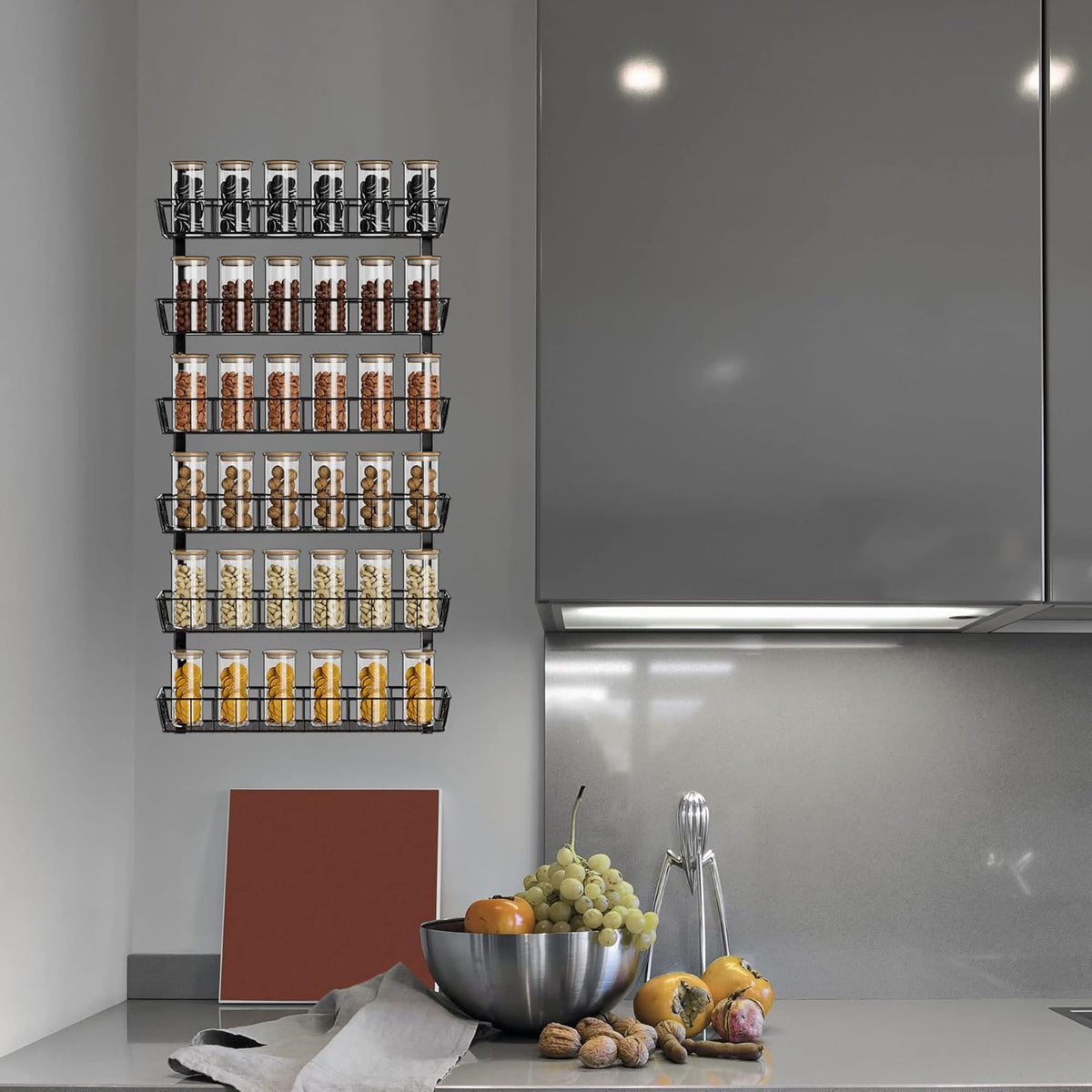 SWOMMOLY Adjustable Wall Mount Spice Rack Organizer, 12-Tier Dual-use (Multi-use) Hanging Spice