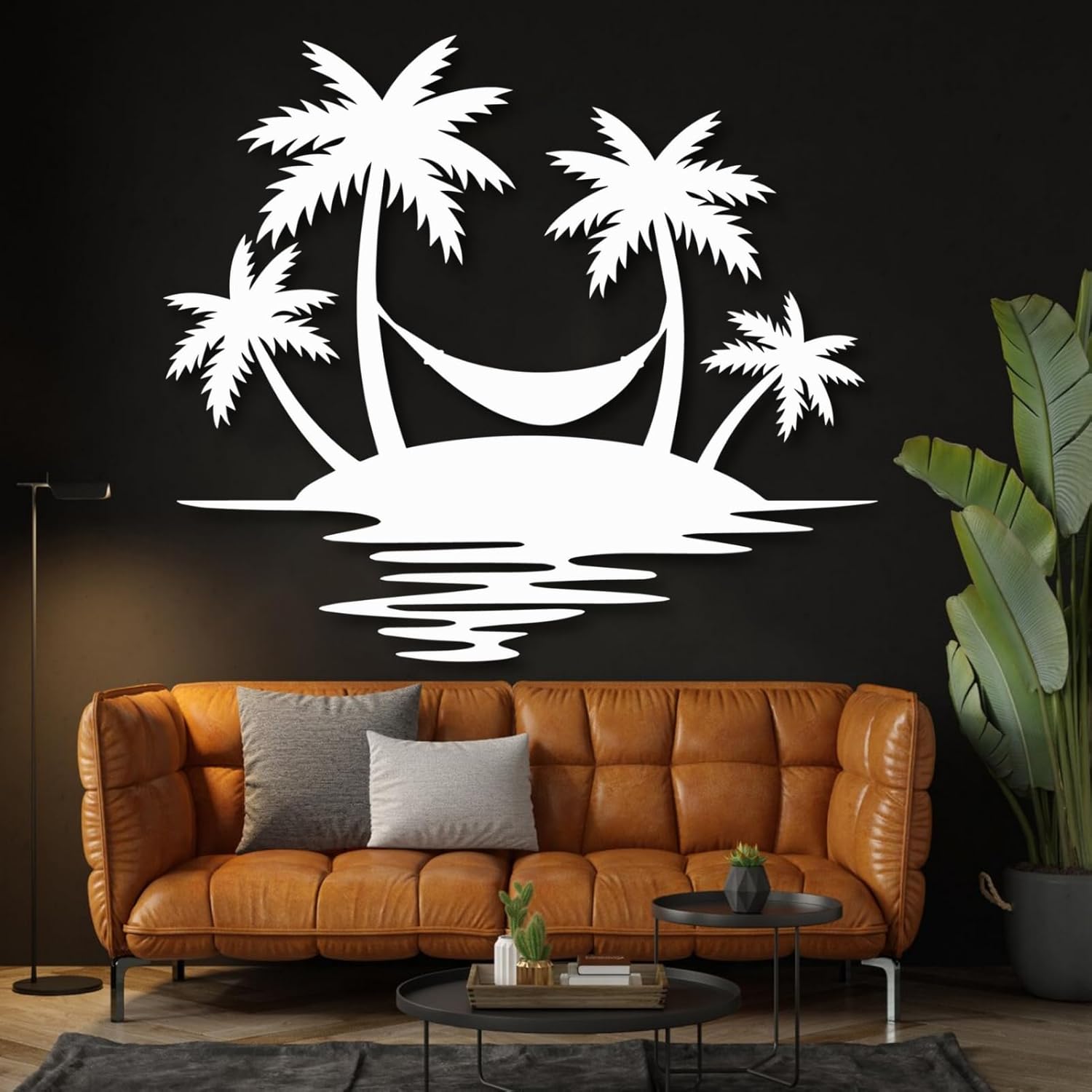 Palm Tree Metal Wall Decor,Palm Tree Outdoor Wall Art,Tropical Palm Tree Wall Decorations for