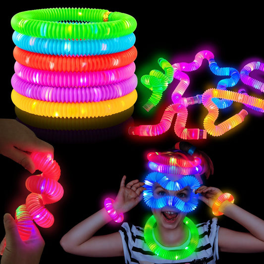 Halloween Glow Sticks Toys Gifts for Toddlers-6 PCS Light Up Pop Tube Party Favors for Kids,LED
