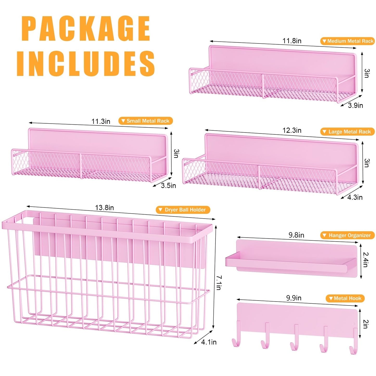 DTUQYX 6 Pack Magnetic Shelves for Washing Machine, Magnetic Spice Rack Organizer for Refrigerator