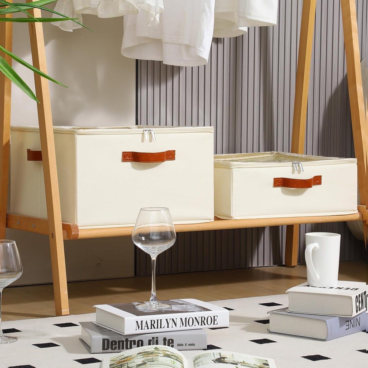 Wine Glass Storage Box with Dividers, 2 Pack Glassware Storage Containers, Stemware Storage Cases