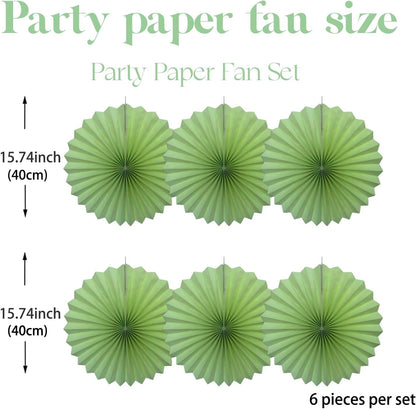 Green Hanging Paper Fans,Green Accessories Paper Decorations for Party,Army Birthday Party