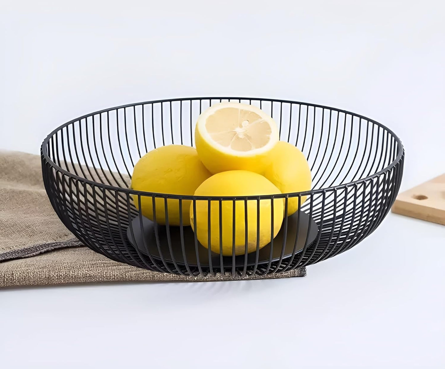 Fruit Bowl for Kitchen Counter, Black Wire Fruit Bowl, Metal Countertop Fruit Basket, 11 Inches