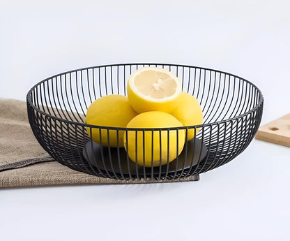 Fruit Bowl for Kitchen Counter, Black Wire Fruit Bowl, Metal Countertop Fruit Basket, 11 Inches