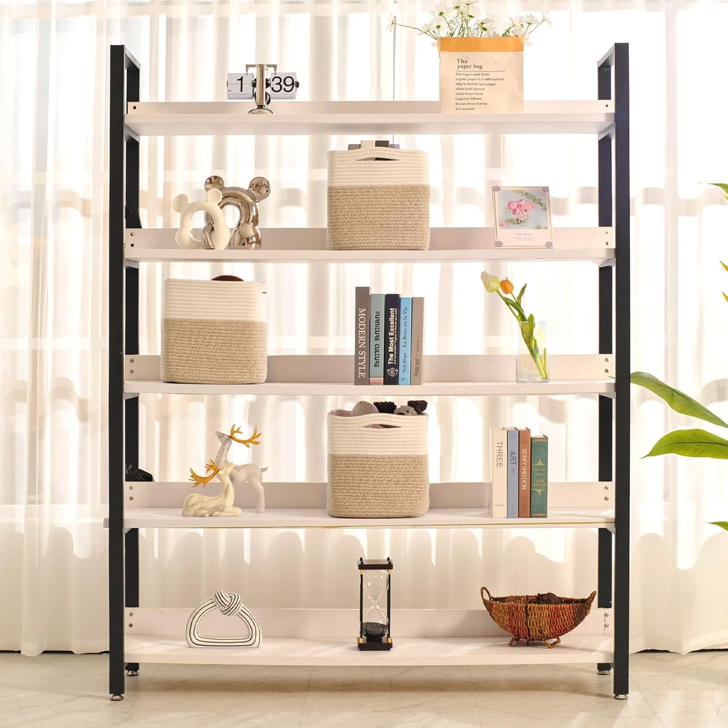 11 Inch Cube Storage Bins, Organizer Woven Cotton Rope Square Baskets for Organizing Shelves, Toys