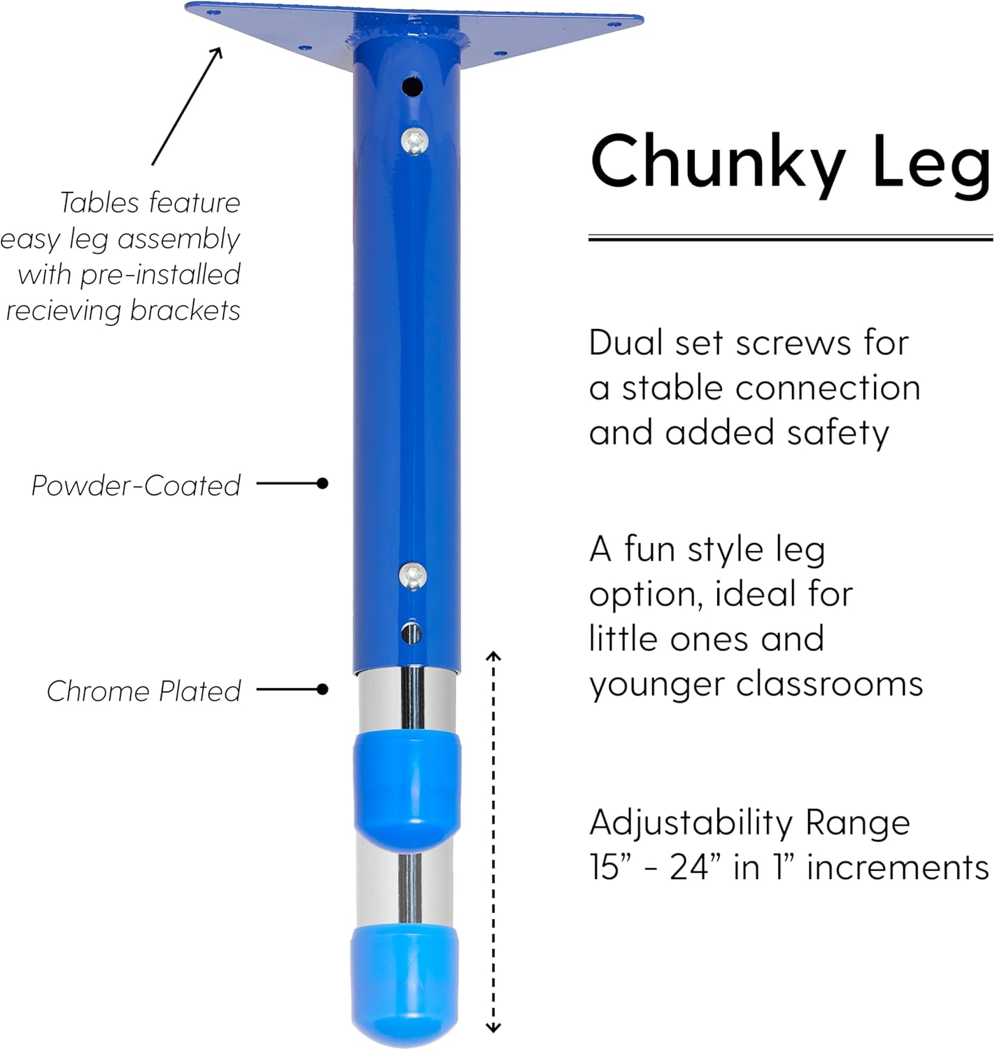 FDP Rectangle Activity School and Kids Classroom Table (24 x 48 inch), Toddler Legs, Adjustable