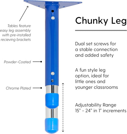 FDP Rectangle Activity School and Kids Classroom Table (24 x 48 inch), Toddler Legs, Adjustable