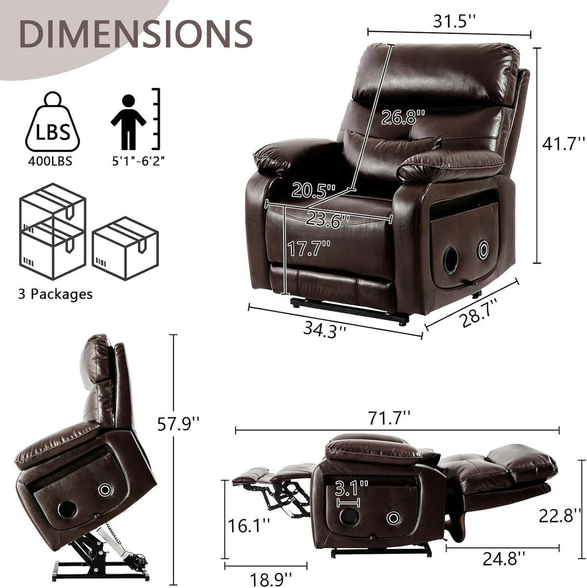Dual Motor Power Lift Recliner Chair for Adult & Elderly, Infinite Position Lay Flat Lift Chair