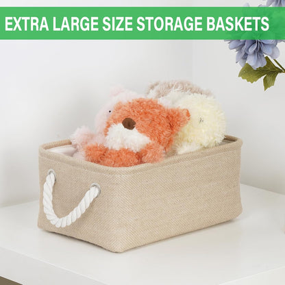 Bidtakay Small Storage Baskets for Shelves 3 Pack Fabric Storage Bins for Organizing Linen