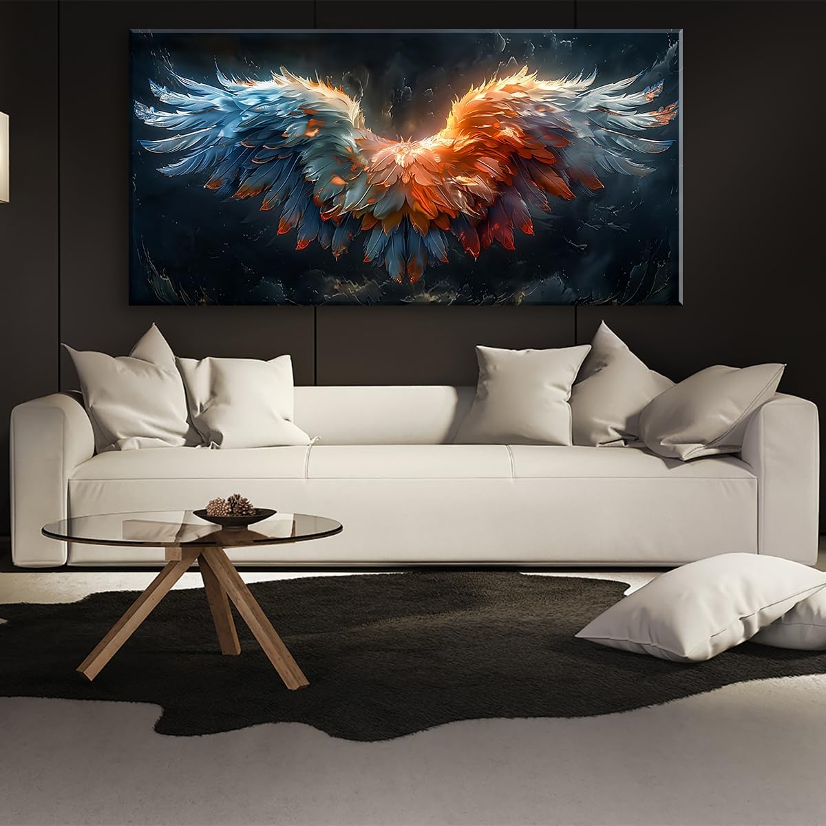 LASMOND Beautiful Colorful Angel Wings Religion Wall Art Decor Artwork for Girls Room Bedroom