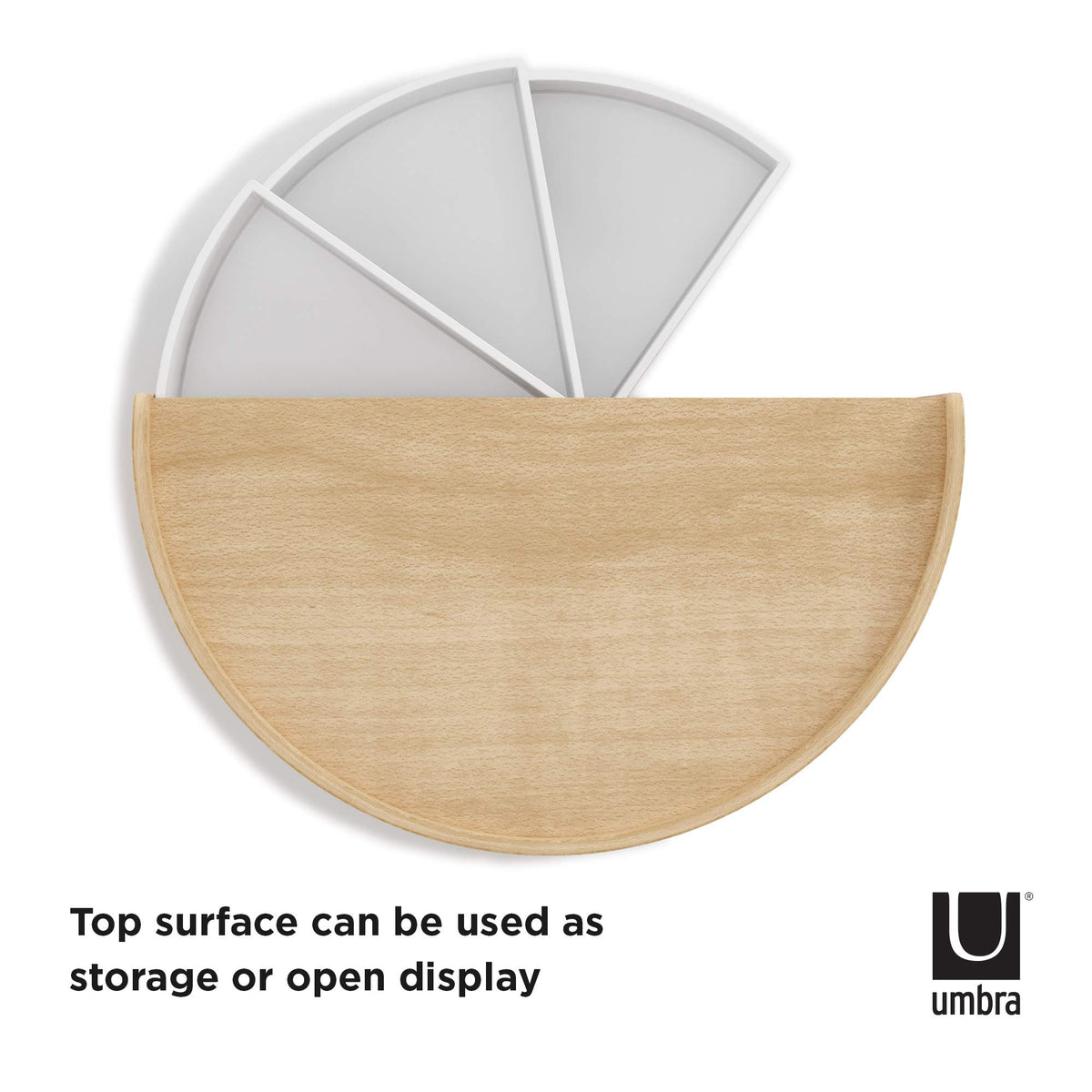 Umbra Moona Jewelry Box, Rotating Wood Jewelry Organizer, White/Natural