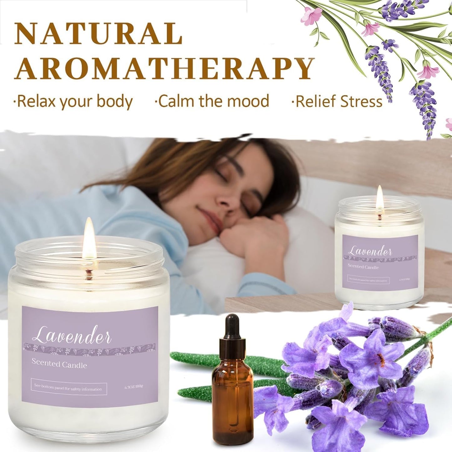 6 Pack Candles for Home Scented Aromatherapy Candles Gifts Set for Women, Lavender Candle, 37.8 oz