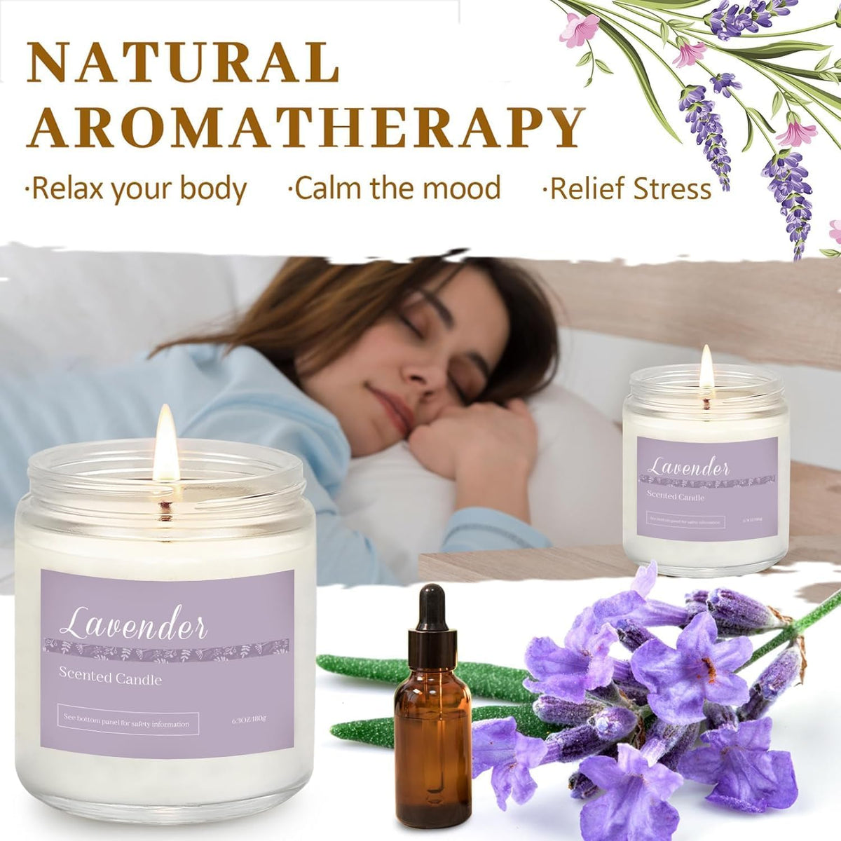6 Pack Candles for Home Scented Aromatherapy Candles Gifts Set for Women, Lavender Candle, 37.8 oz
