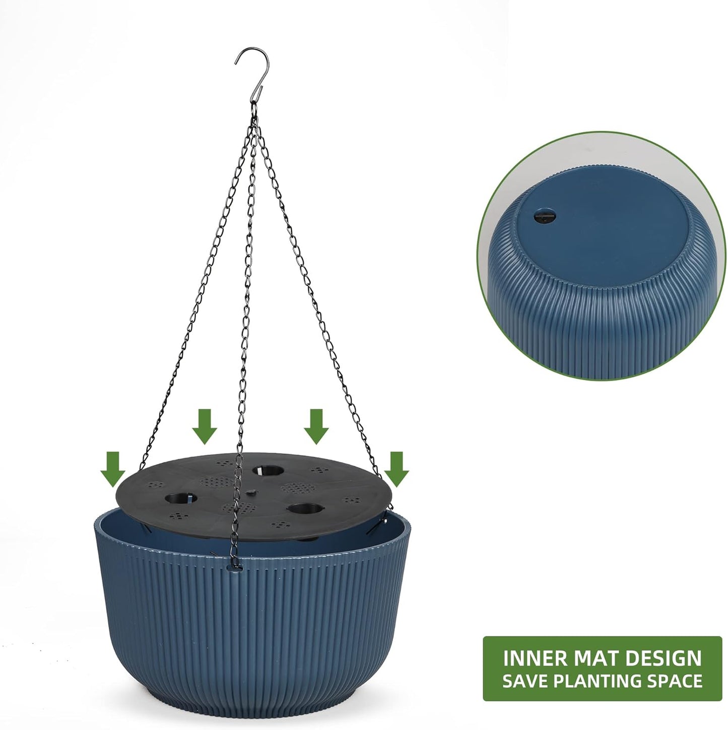 Dexceder 11.2 Inch Self Watering Hanging Planters Indoor Outdoor, Thickened Hanging Basket Flower