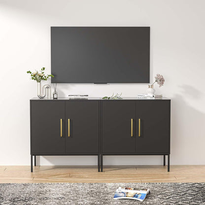 LYNSOM TV Stand for 55 Inch TV, Media Console Table with 2 Cabinets, Storage for Bedroom, Living