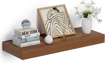 Heimlove 24 x 12 Inch Deep Floating Shelves Wall Mounted with Invisible Brackets,Storage Hanging