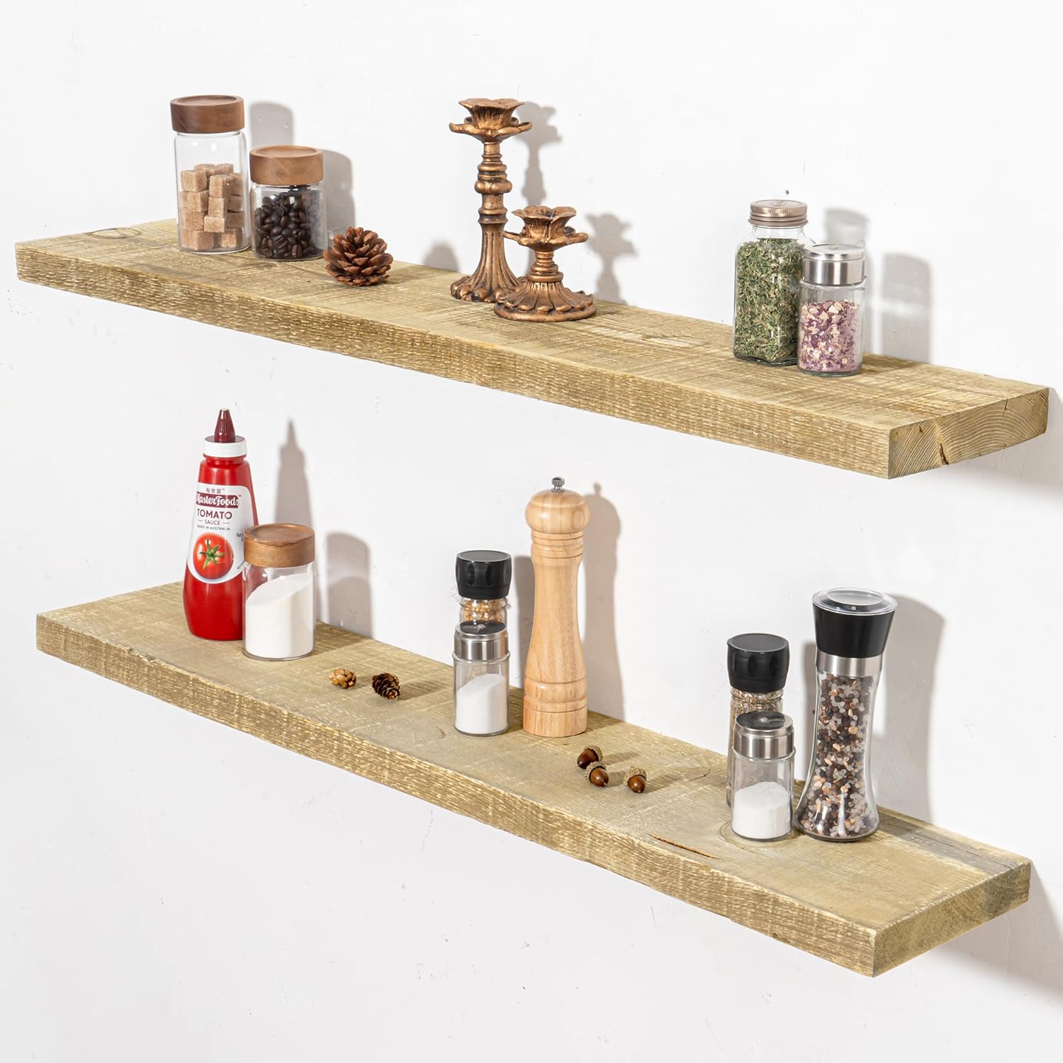 Fun Memories Floating Shelves for Wall Decor, 40"x8" Rustic Reclaimed Wood Shelves, Heavy-Duty Wall
