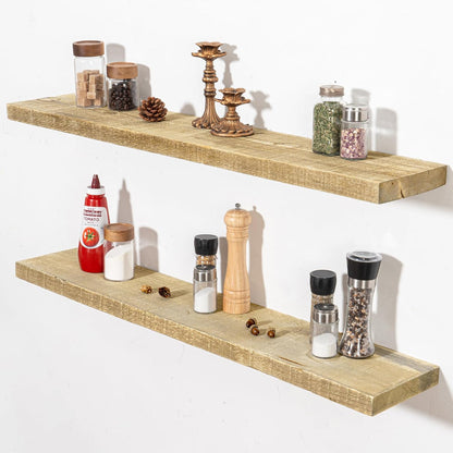 Fun Memories Floating Shelves for Wall Decor, 40"x8" Rustic Reclaimed Wood Shelves, Heavy-Duty Wall
