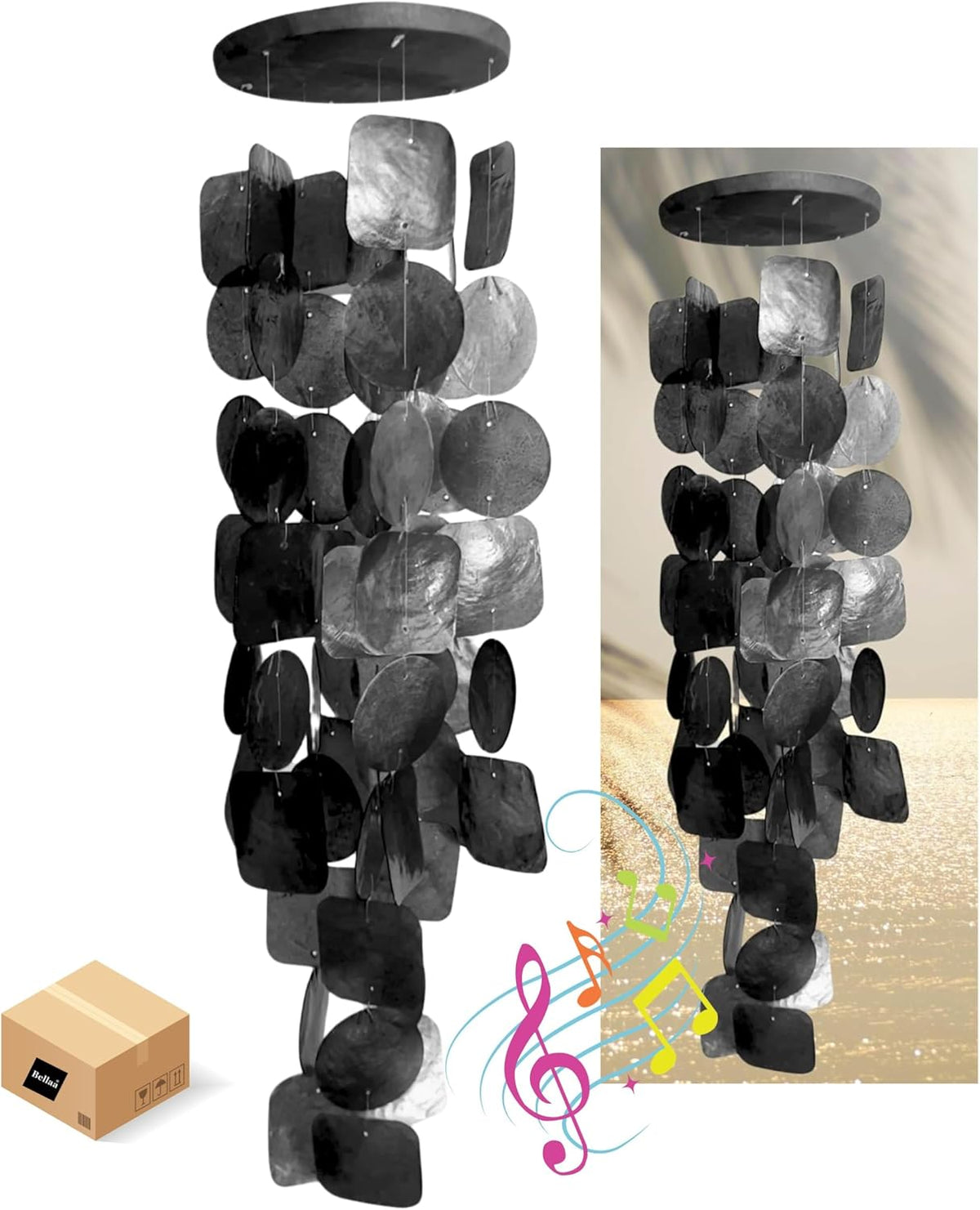 Bellaa 24995 Wind Chimes Outdoor, Garden Decorations, Musical, Indoor/Outside Windchimes, Beach