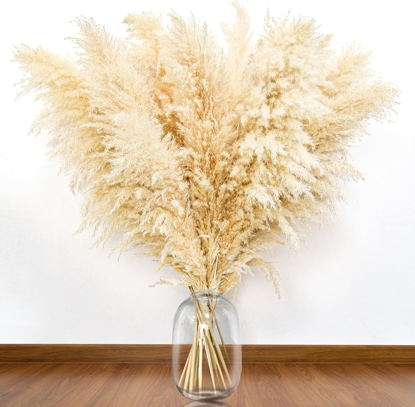 46" inch 11 Stems Natural Pampas Grass Tall Decor,Pompas Grass,Large Beige Tall Pampas Grass for