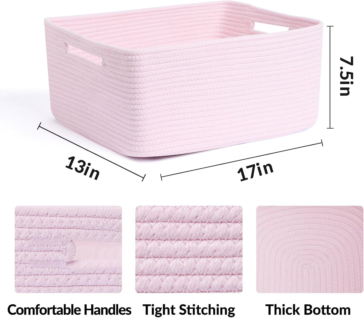 Large Storage Baskets for Shelves, Closet Organizers Bins for Clothes Blanket Towels, Baby Nursery