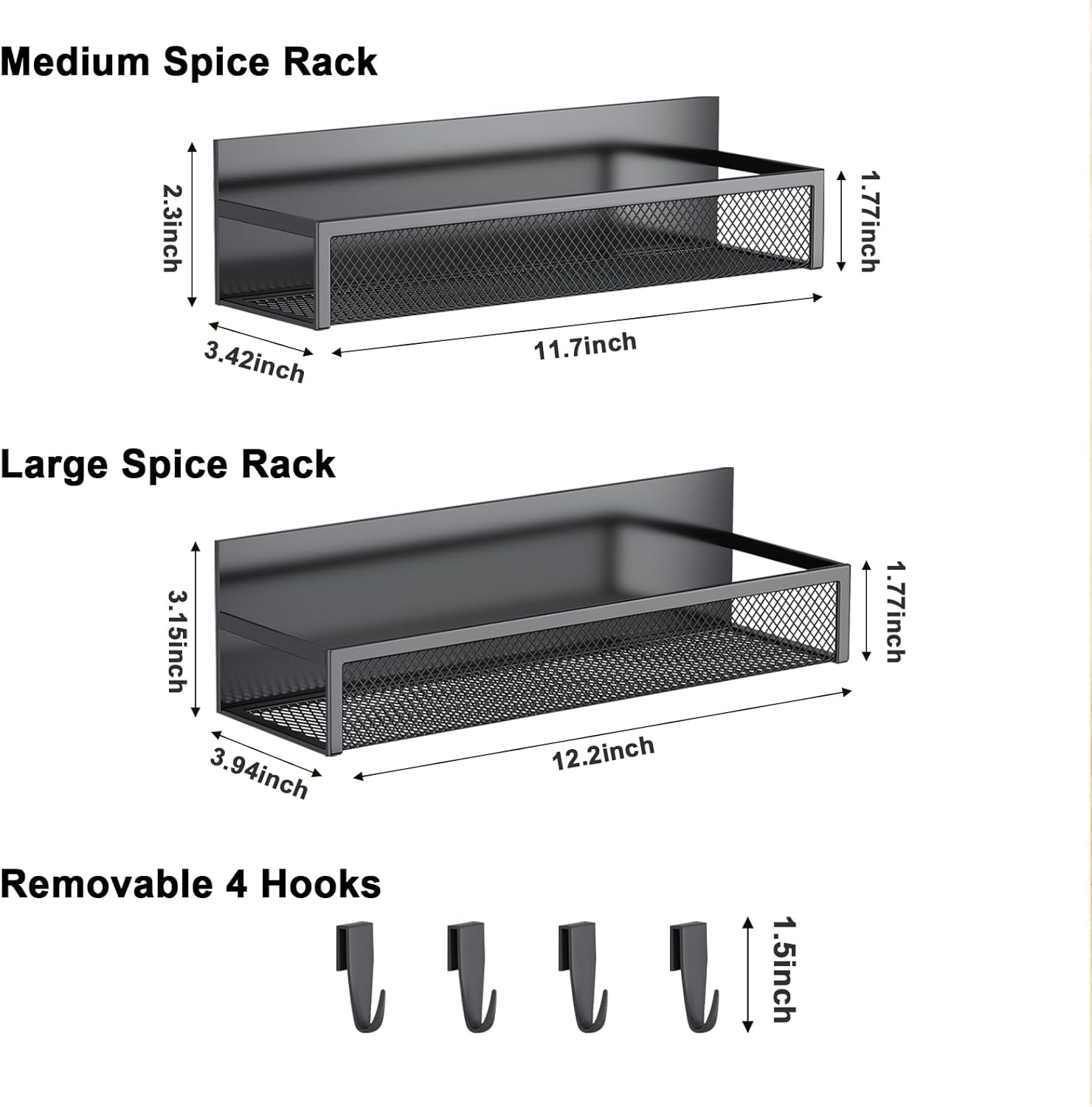 Magnetic Spice Rack for Refrigerator, 2 Pack Magnetic Shelf, Fridge Magnet Organizer with Moveable