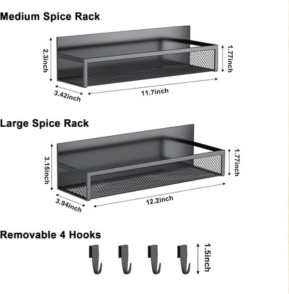 Magnetic Spice Rack for Refrigerator, 2 Pack Magnetic Shelf, Fridge Magnet Organizer with Moveable