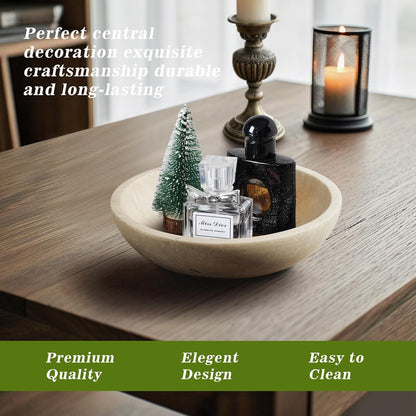 Marble Decorative Bowl for Kitchen Counter, Natural Travertine Serving Bowl with,Modern Display
