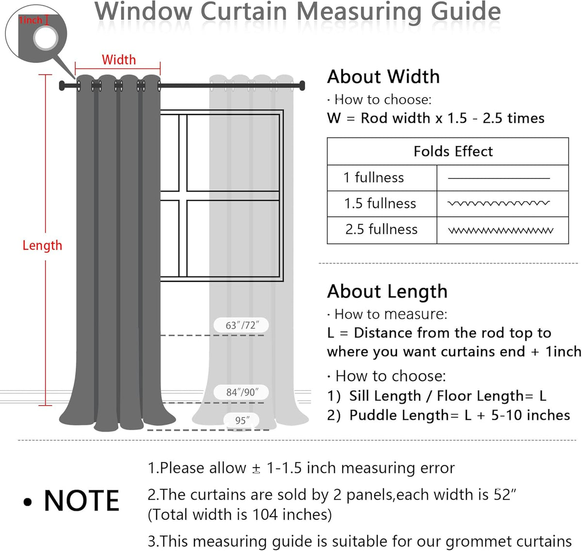 MYSKY HOME 100% Blackout Curtains for Girls Bedroom 95 Inch Long Total Room Darkening Curtain for