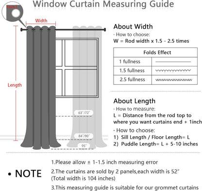 MYSKY HOME 100% Blackout Curtains for Girls Bedroom 95 Inch Long Total Room Darkening Curtain for