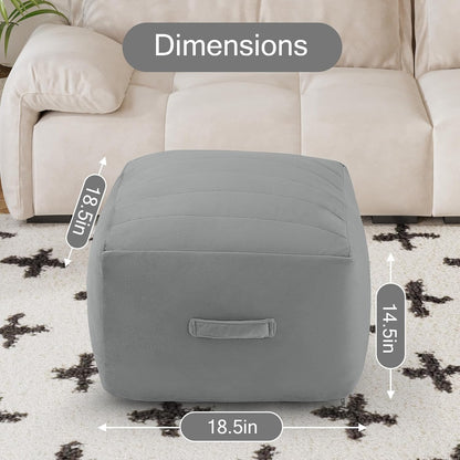 MeMoreCool Square Stuffed Pouf Ottoman Foot Rest, Floor Pouf Foot Stool with Foam Chunk Filling
