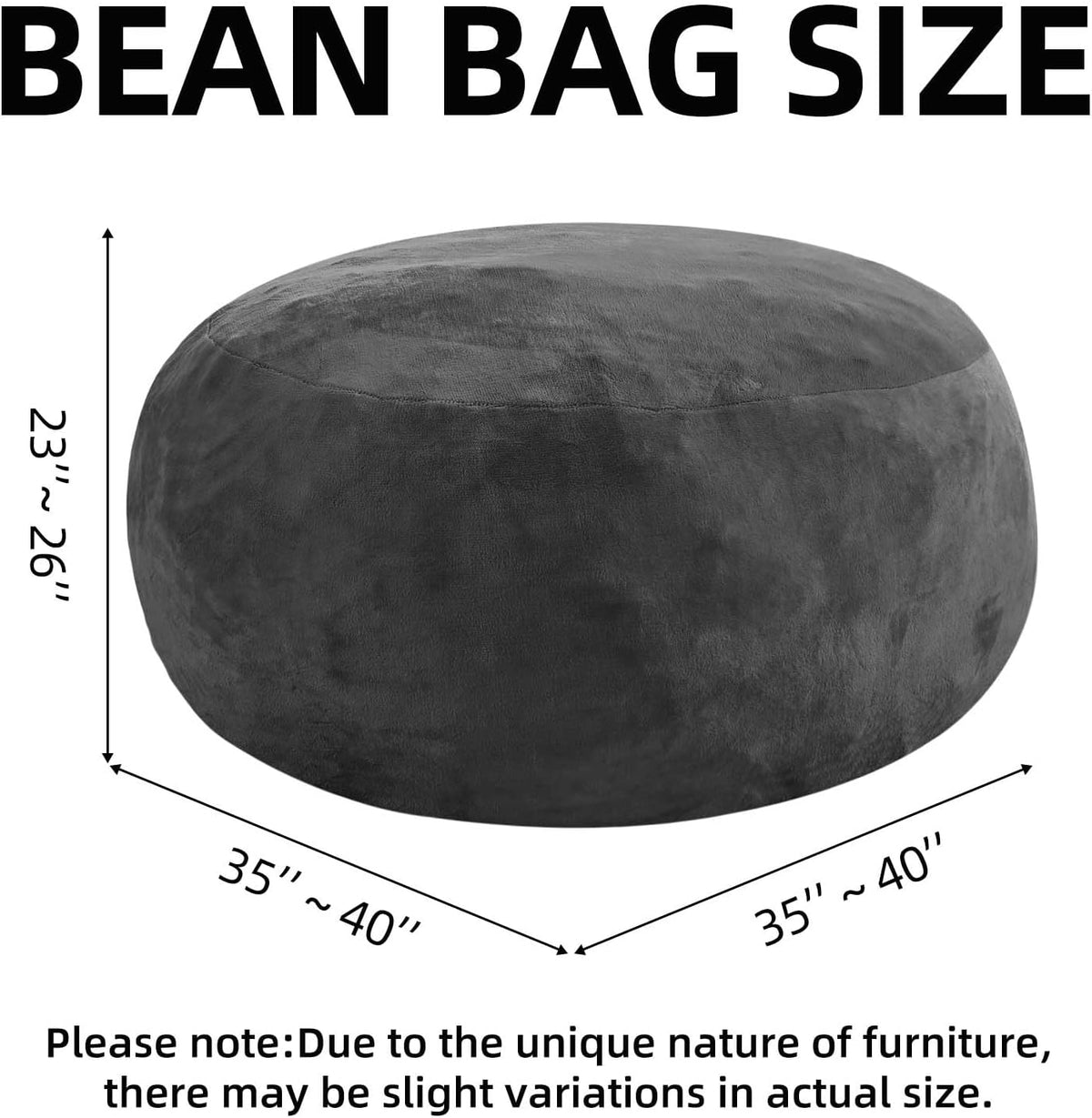 Bean Bag Chair 3Ft, Memory Foam Filled, Large Beanbag Chairs for Adults and Teens, Soft Sofa with