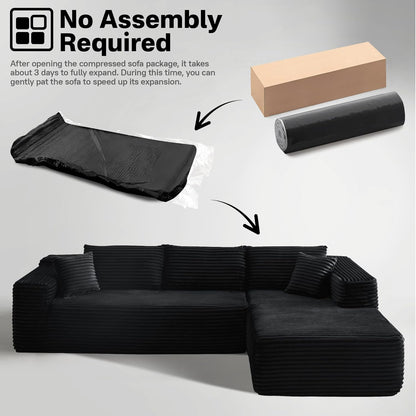104" Cloudy Sectional L Shaped Couch for Living Room, No Assembly Required, Modular Comfy Sofa with