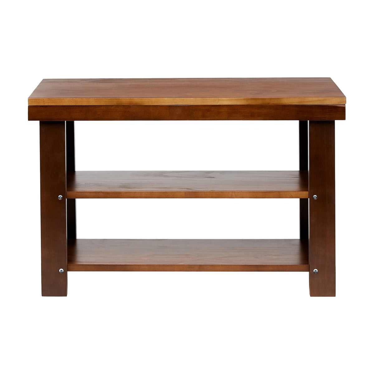 Amazon Basics Sturdy Solid Pine Wood Entryway Bench with Shoe Storage Organizer Rack, Espresso