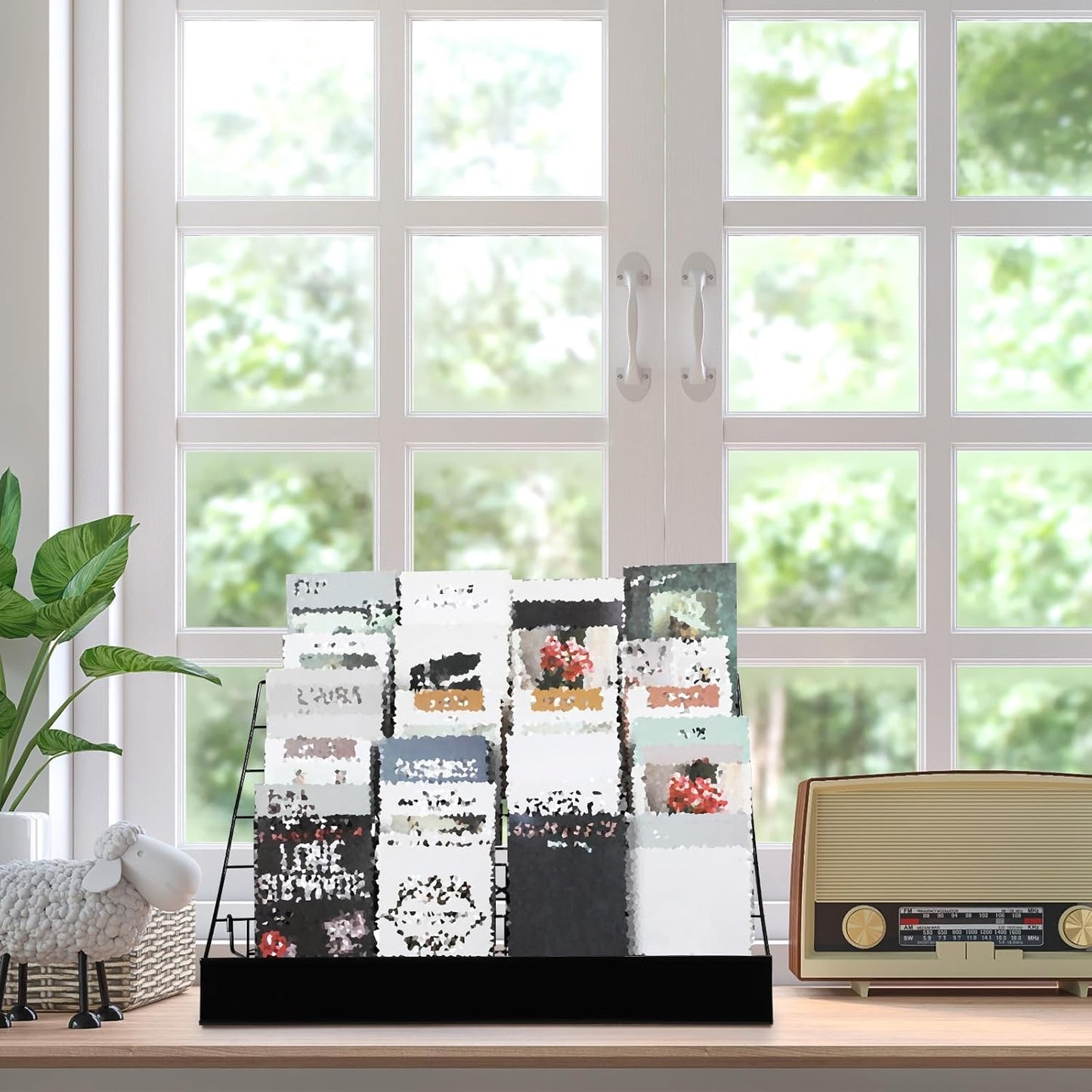 Queekay 6 Tier Wire Countertop Rack black Comic Book Holders Wide Wire Magazine Rack Tabletop