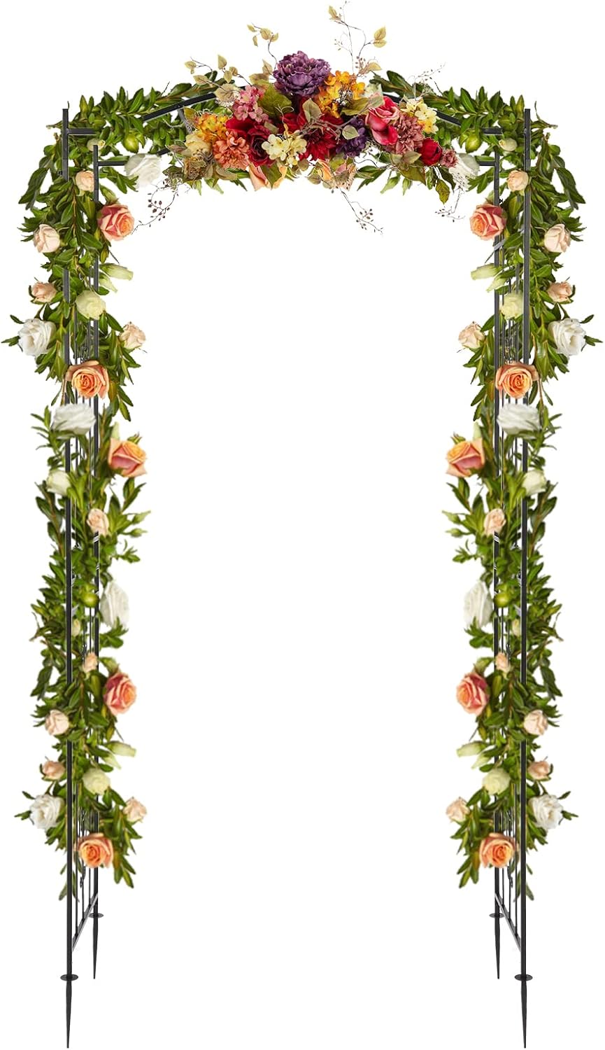 VINGLI Garden Arbor, Arch for Wedding Ceremony Party, Christmas Garden Decor Steel Garden Trellis