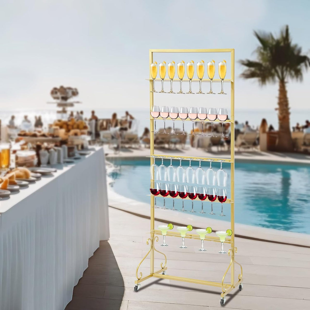 40 Slots Champagne Holder Stand for Party, Wine Glass Display Wall Holder, Stable Wine Glass