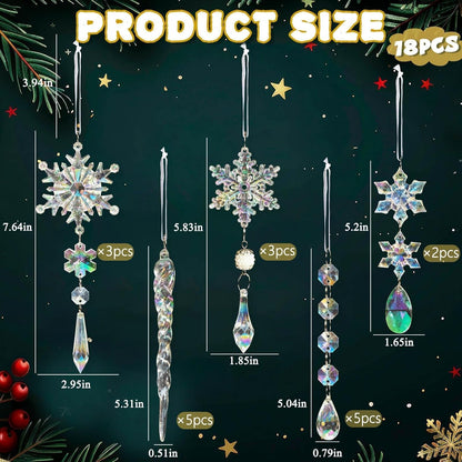 Christmas Tree Decorations Crystal Ornaments - 18pcs Iridescent Christmas Ornaments Acrylic