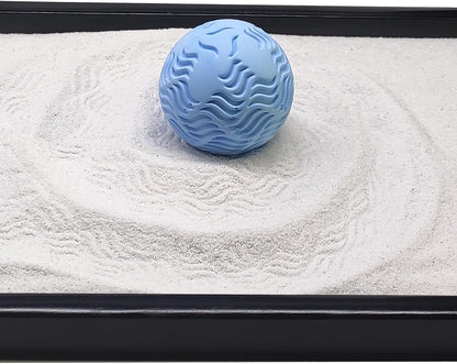 Japanese Zen Garden Kit for Desk with 3 Sand Spheres, Zen Decor with Wooden Tray and Natural Rake