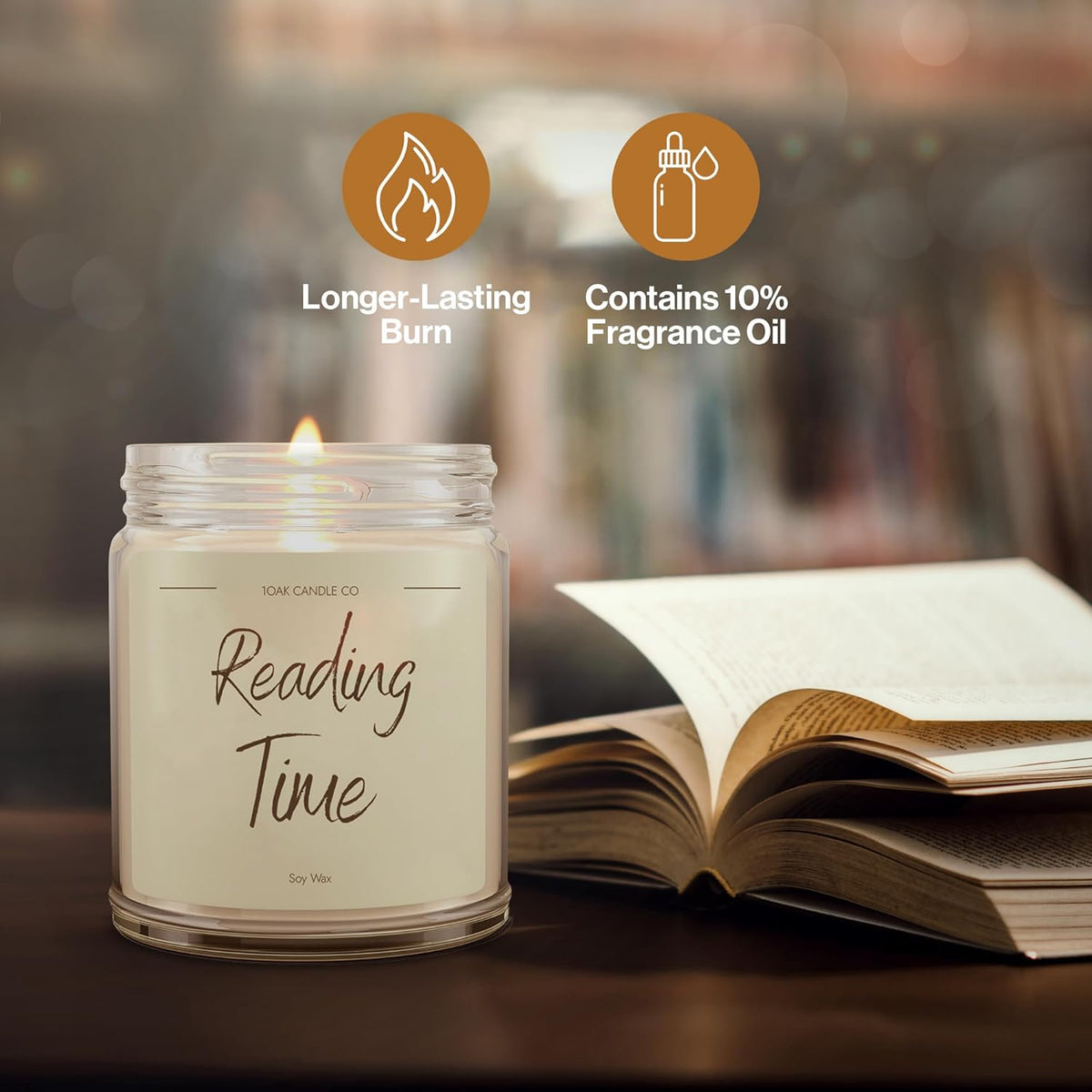 1OAK Vanilla Soy Candles - Reading Candle - Gifts for Readers - Cool Gifts for Book Lovers Women